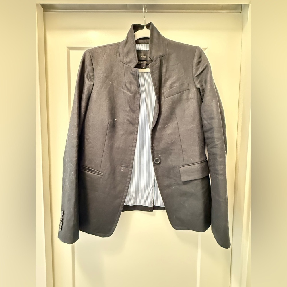 J.Crew Original School Boy Blazer in Black 100% Linen, Silk-Lined - Picture 3 of 10